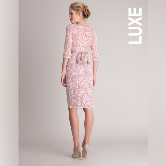 Seraphine Maternity Pink blush lace dress with sash - Picture 4 of 5